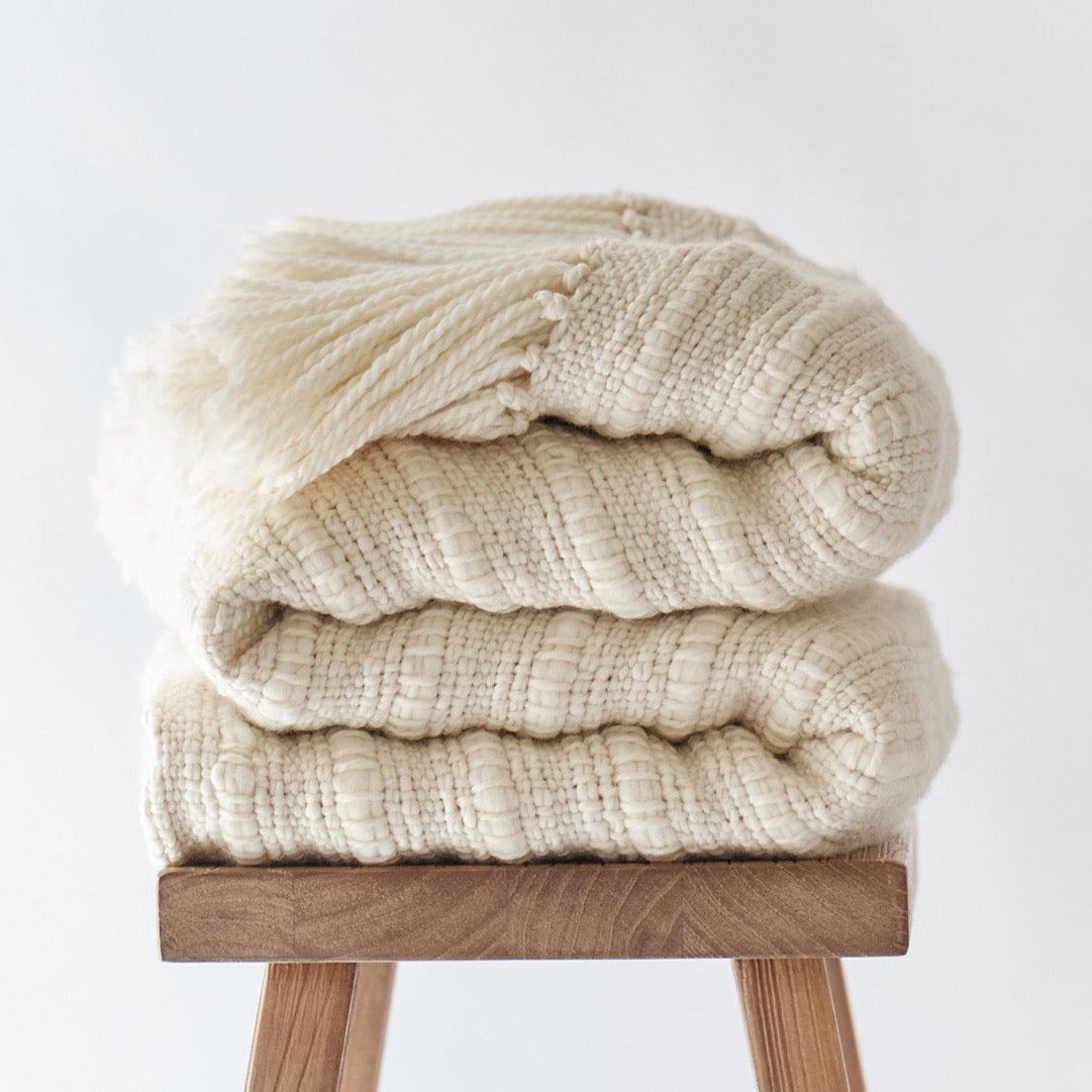 ANA Handwoven Merino Wool Textured Blanket