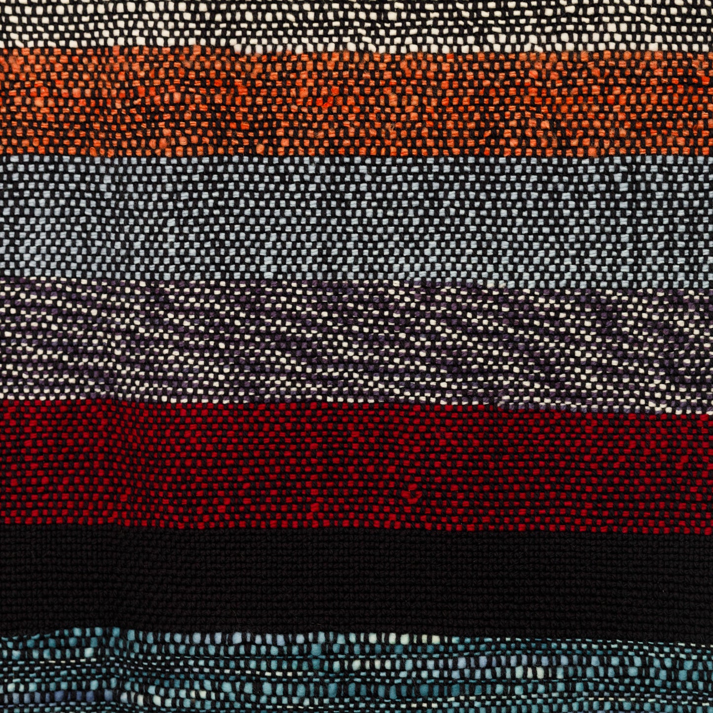Handwoven Merino Wool Blanket – Black Base with Vibrant Stripes and Fringes
