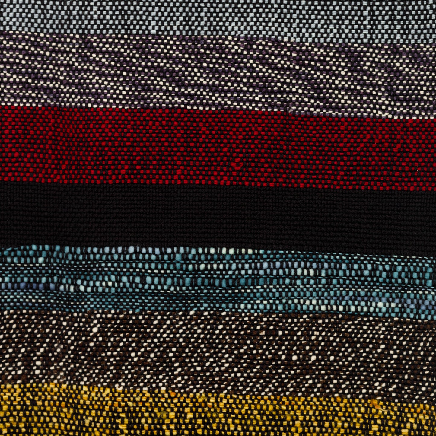 Handwoven Merino Wool Blanket – Black Base with Vibrant Stripes and Fringes