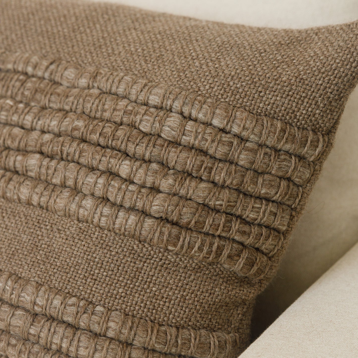 Handwoven Merino Wool Cushion Cover with Textured Front