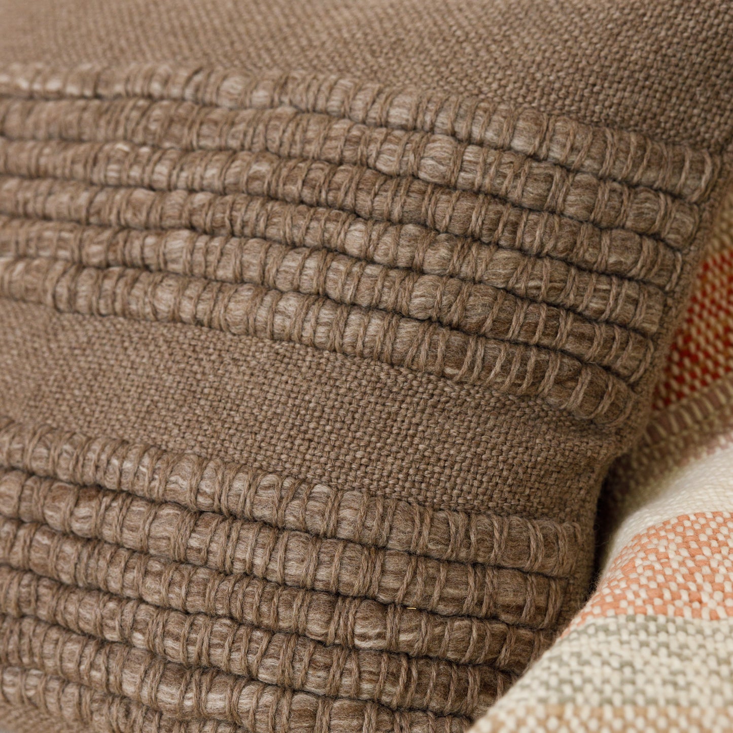 Handwoven Merino Wool Cushion Cover with Textured Front