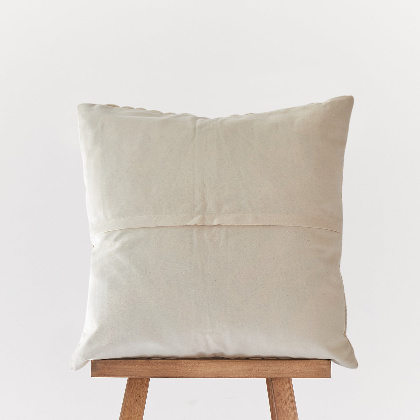 Chunky Textured Merino Wool Pillow - Handwoven Front, Cotton Back