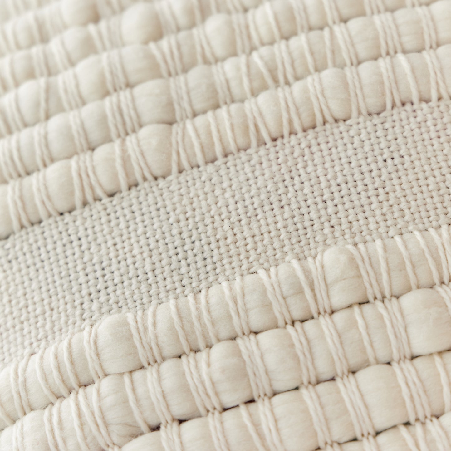 Chunky Textured Merino Wool Pillow - Handwoven Front, Cotton Back