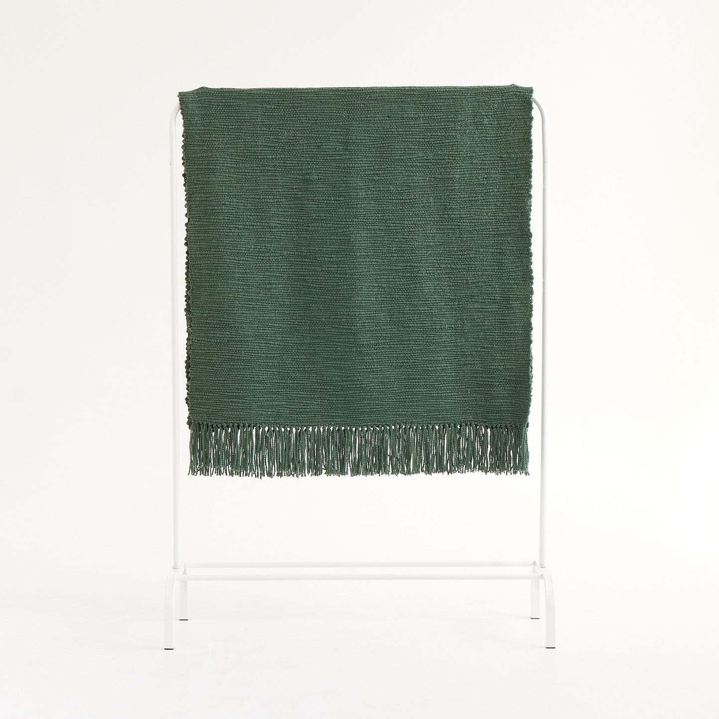 Olive Green Chunky Woven Blanket - Cozy Up in Sustainable Style - Handmade with Irregular Merino Wool Texture