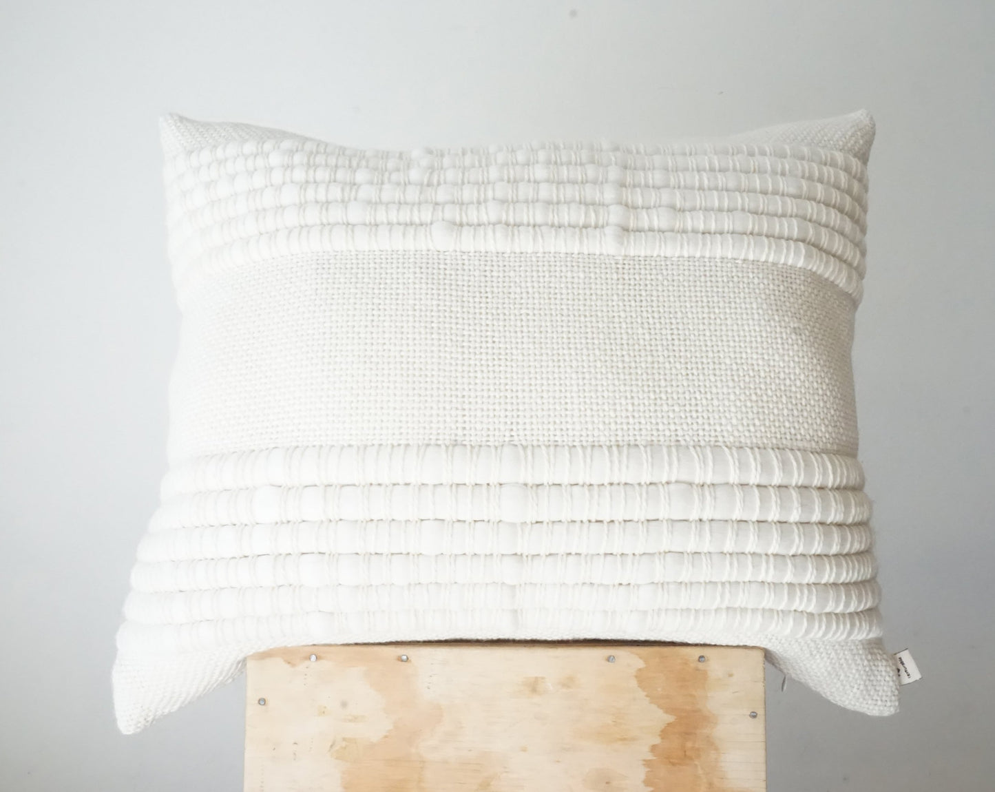 Cream Textured Pillow in Merino Wool Handwoven Mista 19x23
