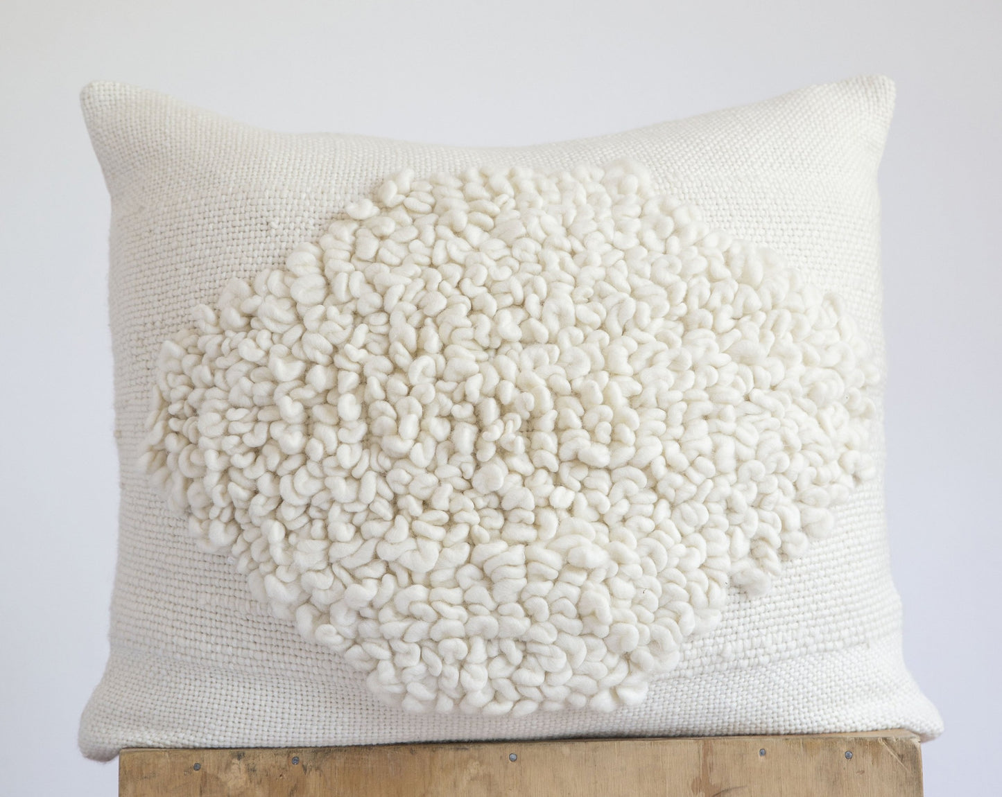 Chunky Loops Pillow Cover in Off White Wool Rombo 19x22