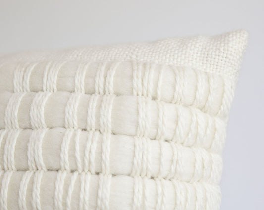 Merino wool Natural Cream Weave Cushion Textured