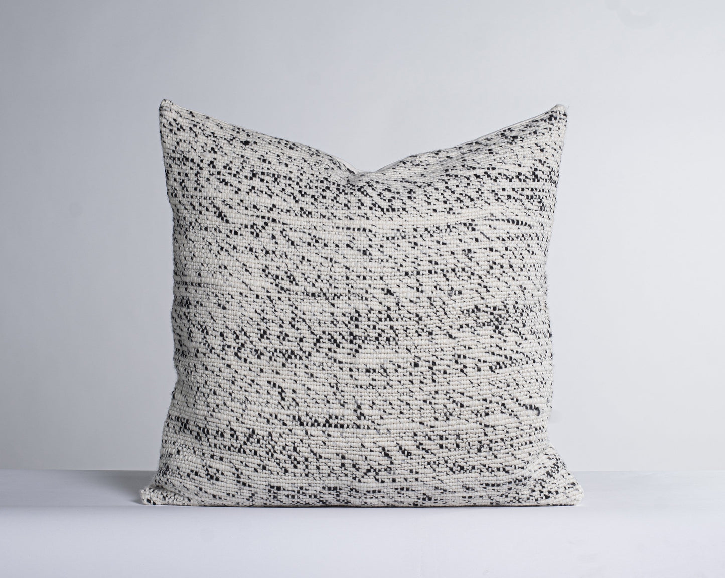 Melange Cushion Cover Light Ivory & Black Hand Loomed 22x22