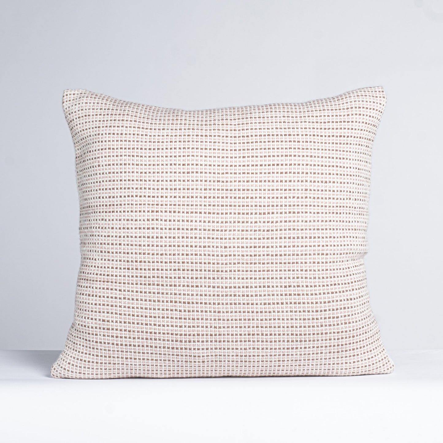 Woven cushion cover handwoven in dusty rose and current color