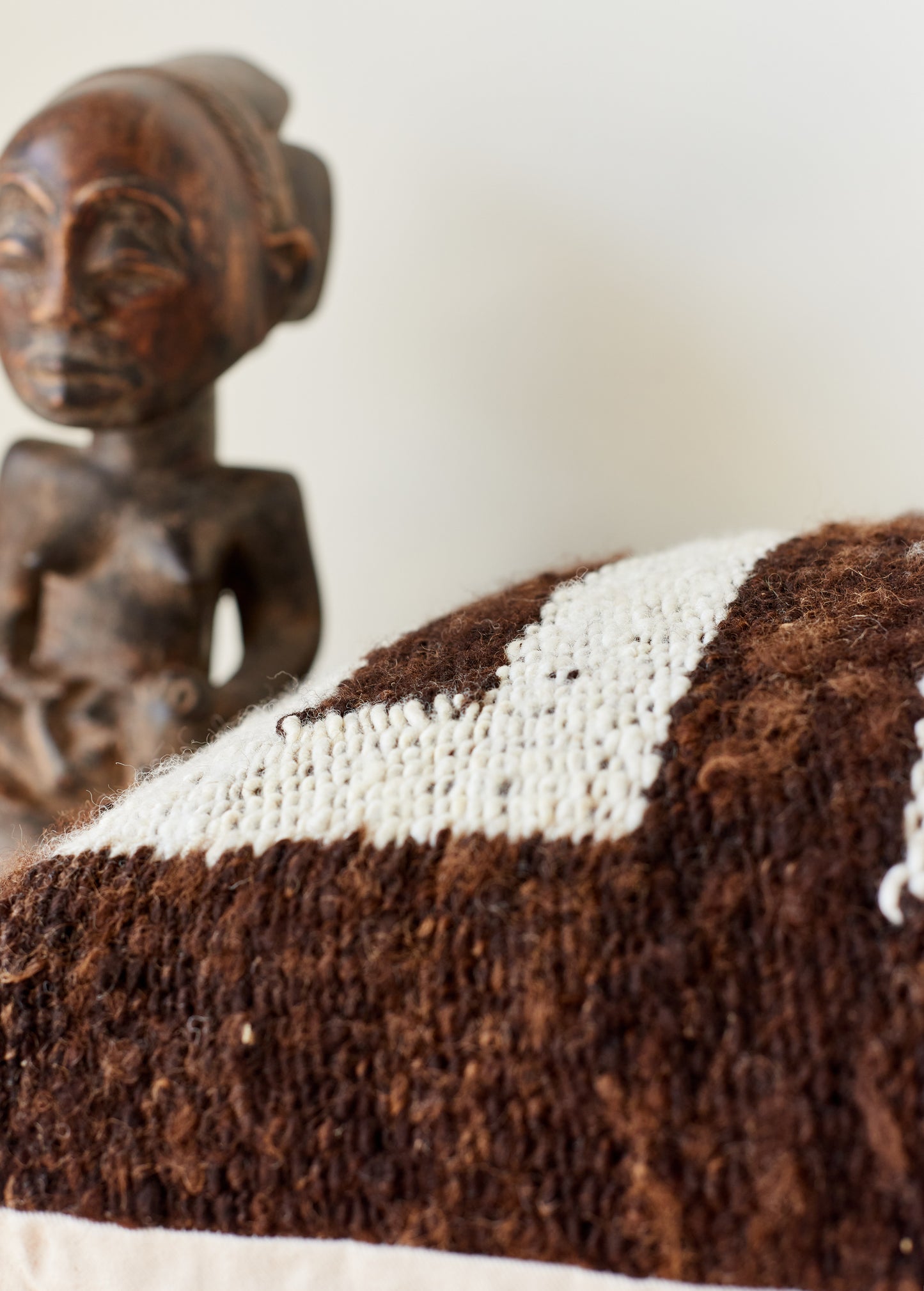 Modern Pillow Cover in Brown / Ivory Natural Wool Sendero 22x22