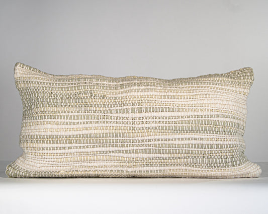 Lumbar Pillow Cover in Sage Green Textured Pradera 24x12