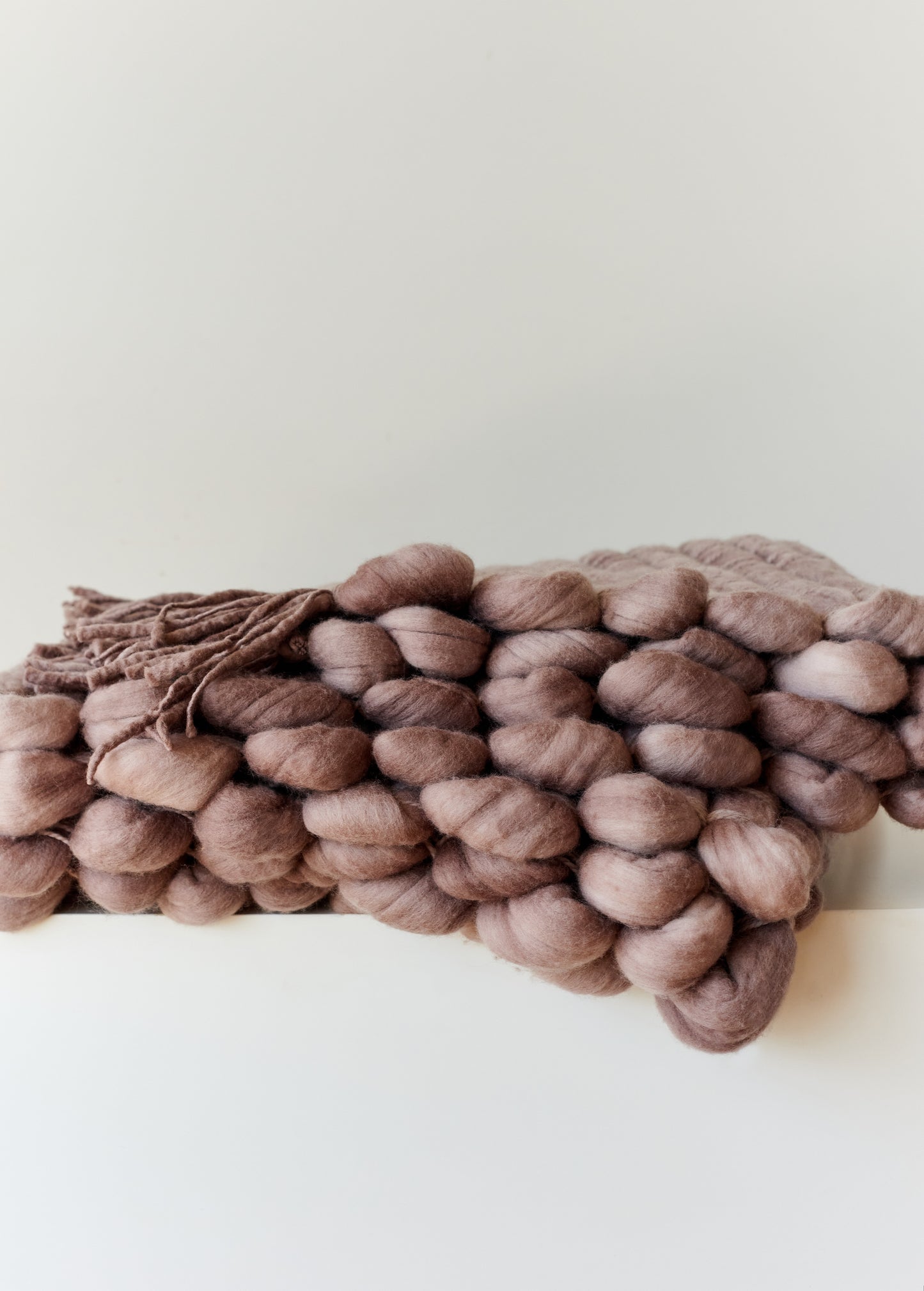 Chunky Bed Cover in Taupe Merino Wool Osmio 39x76