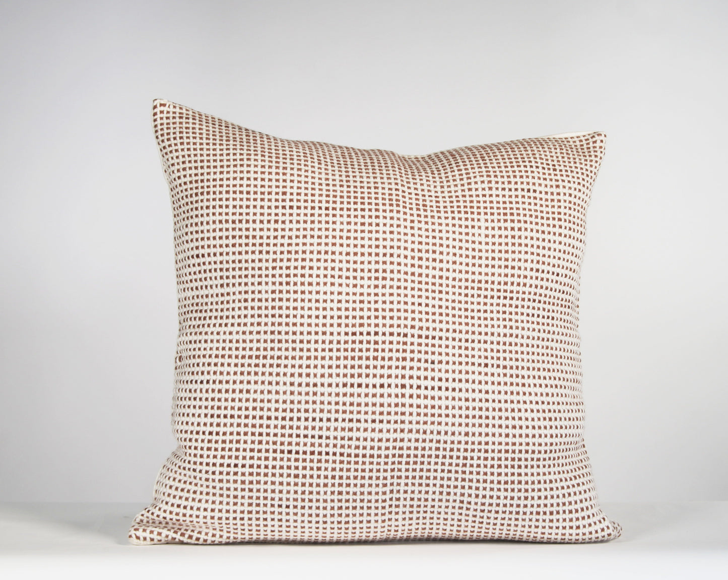 Grid Cushion Cover in Terracotta Merino Wool 22x22