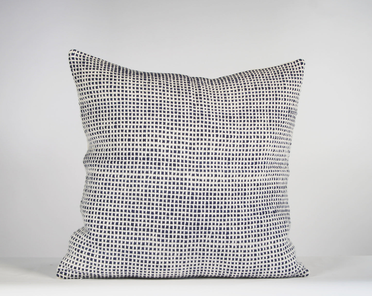 Grid Cushion Cover in Blue Merino Wool 22x22