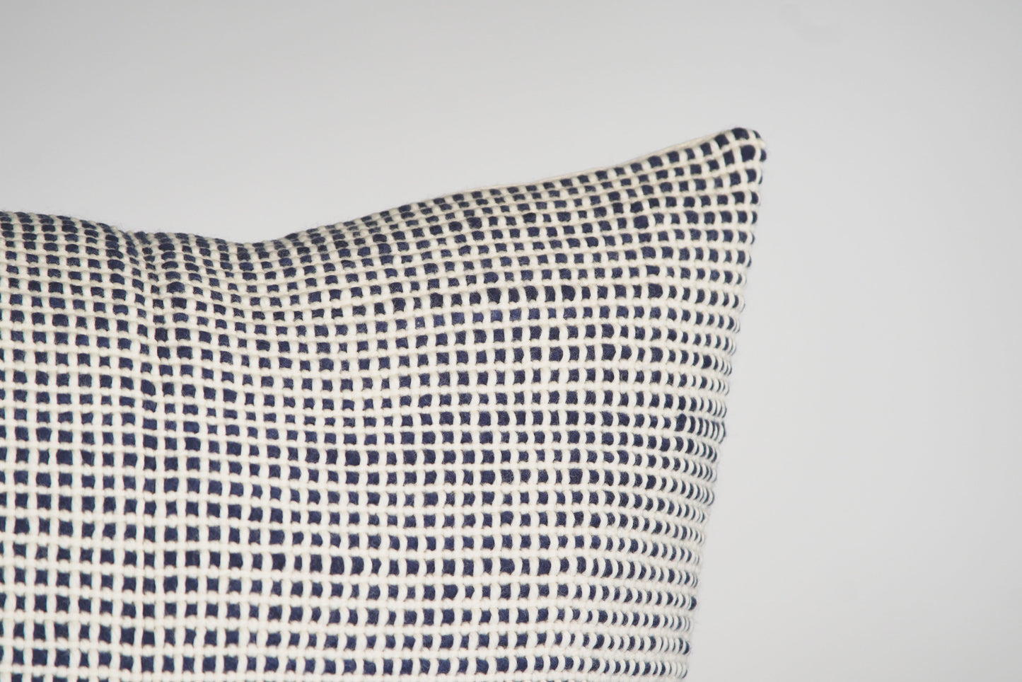 Grid Cushion Cover in Blue Merino Wool 22x22