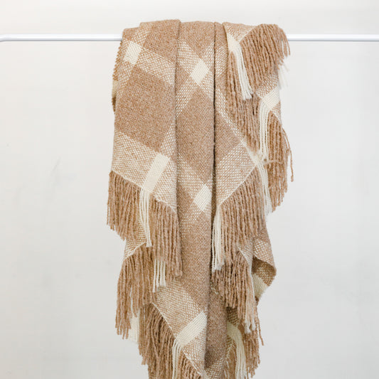 Handwoven Merino Wool Throw Blanket – Julia Checkered Design