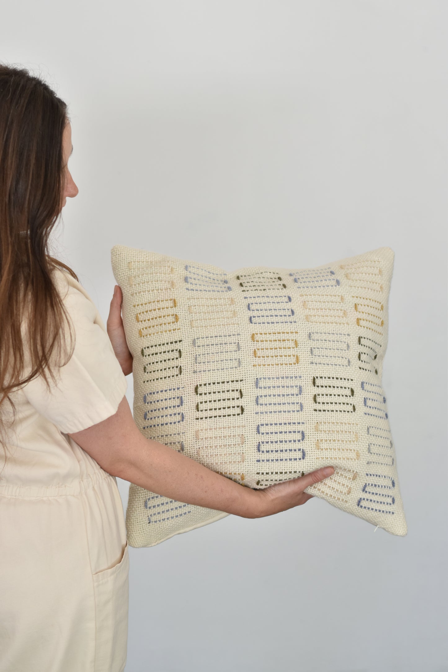 LILA Handwoven Merino Wool Embroidered Cushion Cover