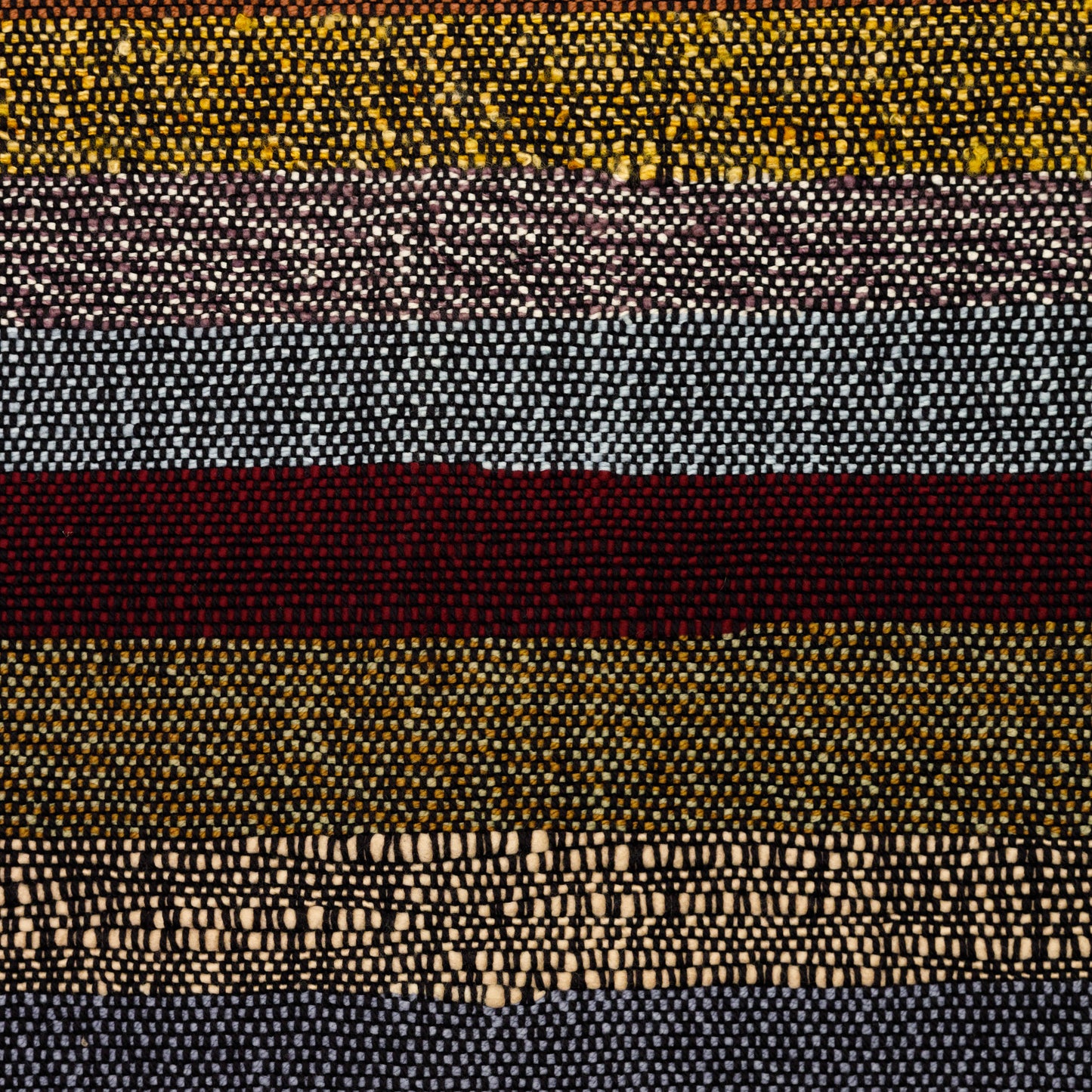 Black Merino Wool Throw with Bold Multicolor Stripes – Handwoven & Unique