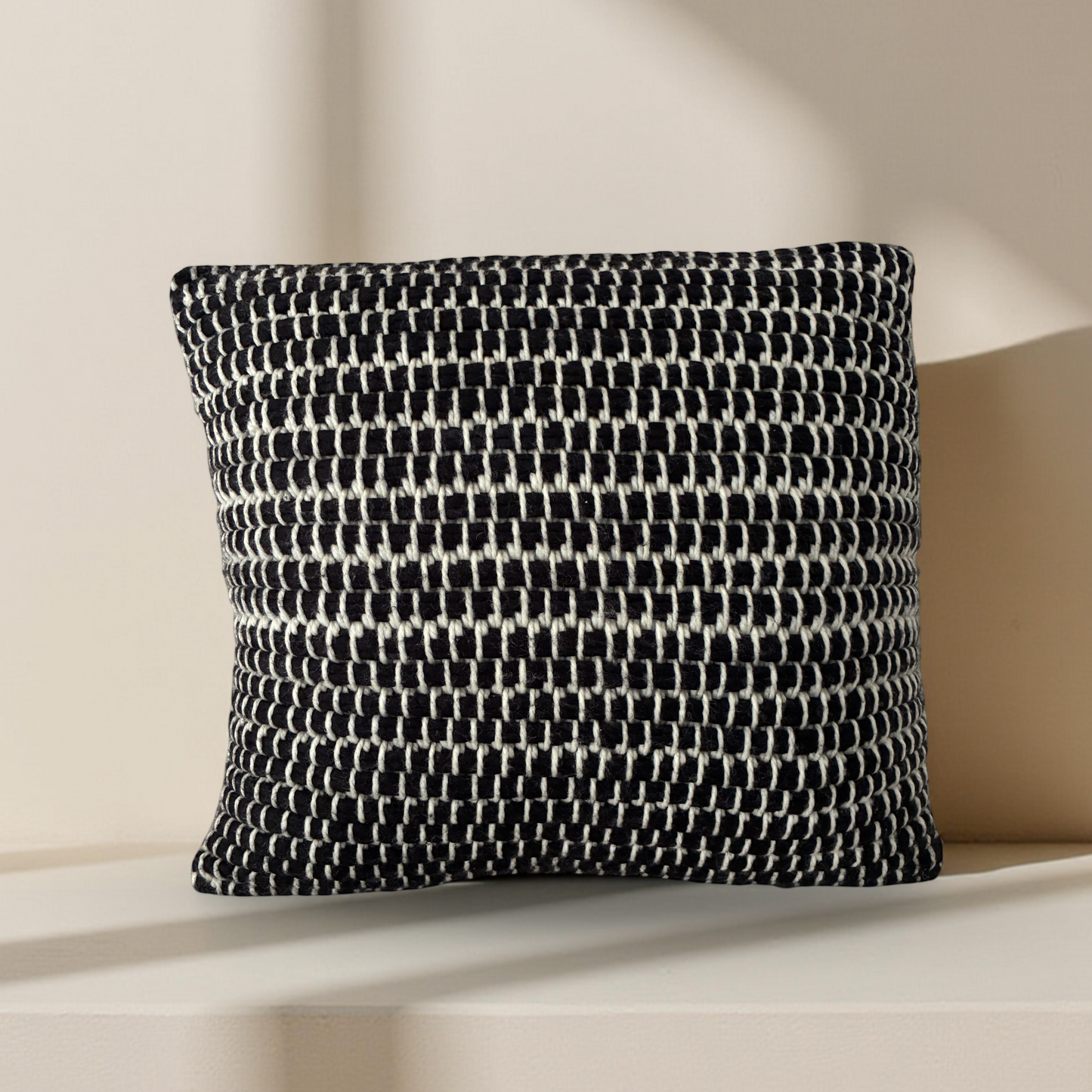 Monochrome Cushion Set — Handwoven Wool Pillow Covers (Set of 3)
