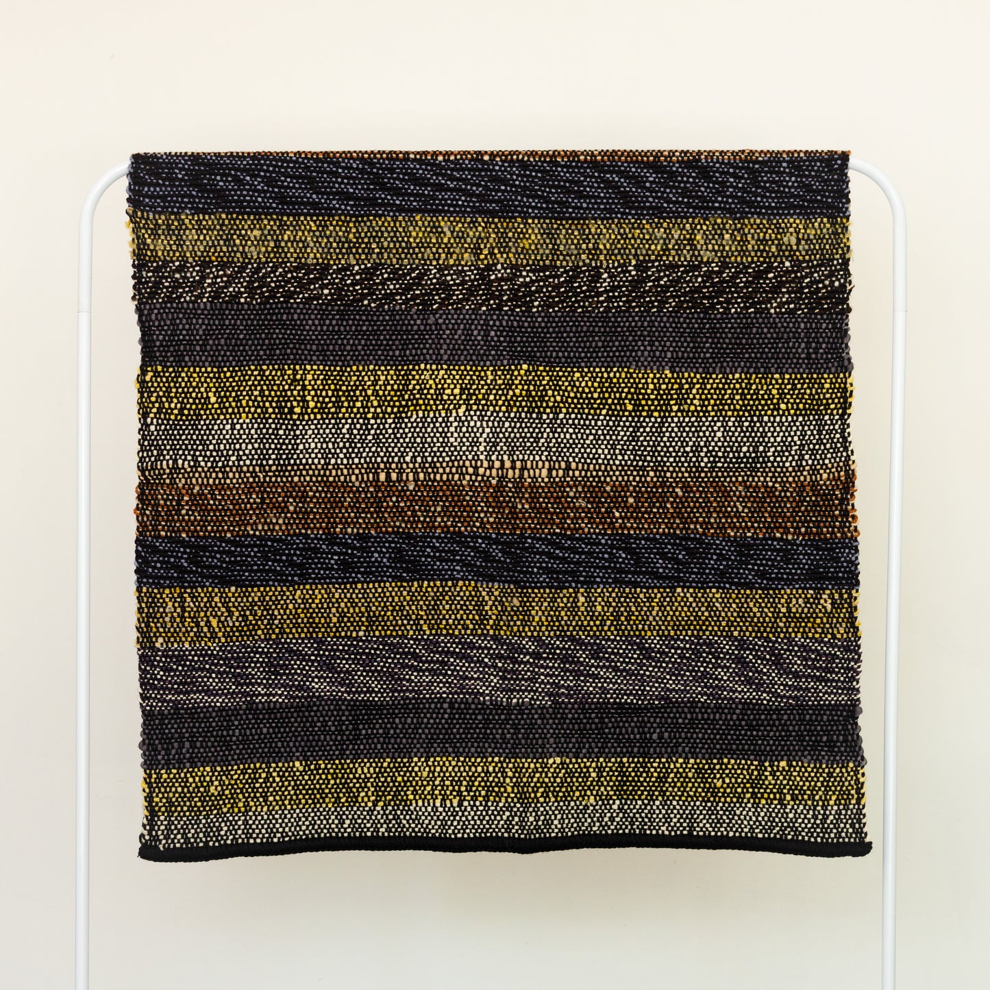 Handwoven Merino Wool Throw - Black, Yellow, Grey and Earth Tones