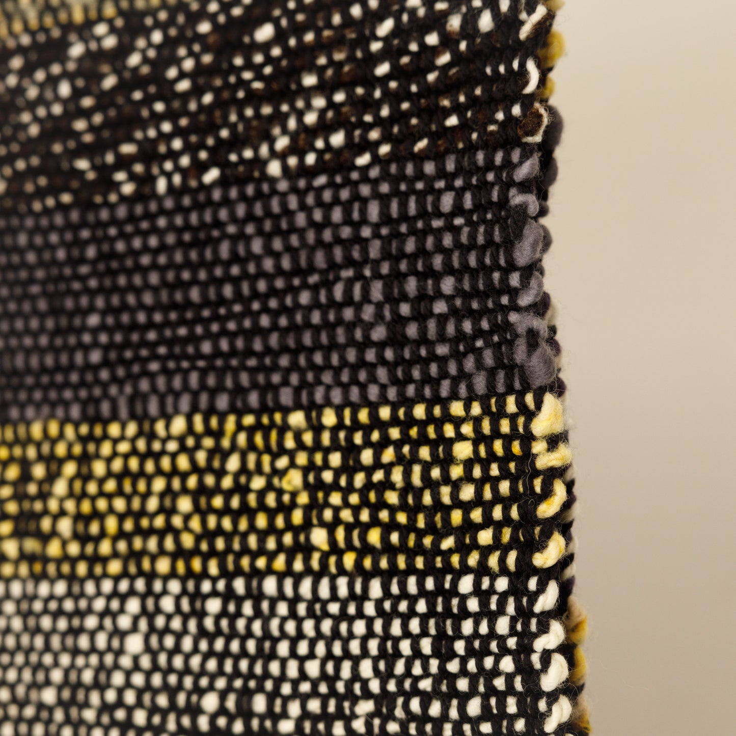 Handwoven Merino Wool Throw - Black, Yellow, Grey and Earth Tones