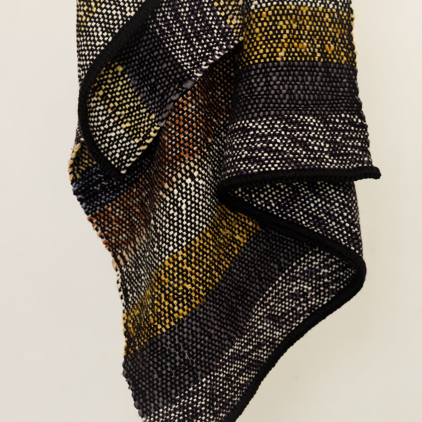 Handwoven Merino Wool Throw - Black, Yellow, Grey and Earth Tones