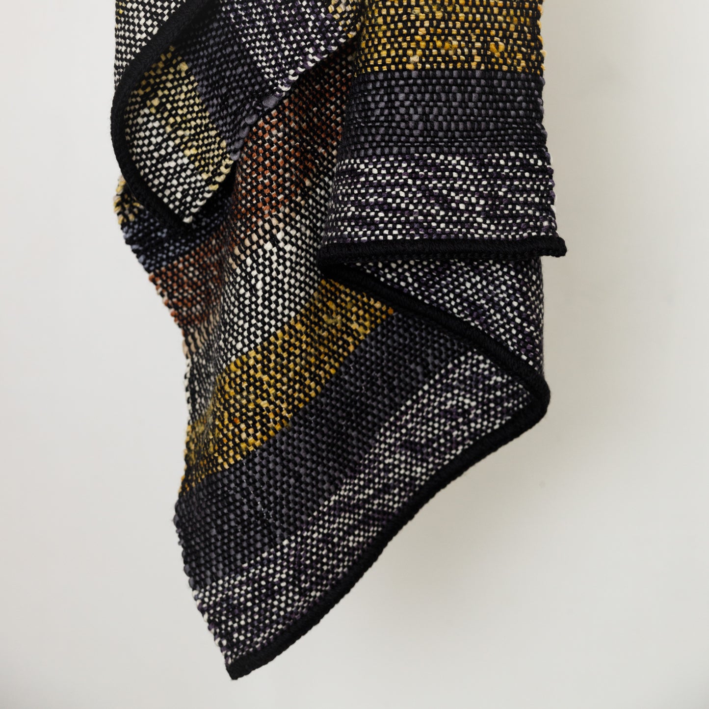 Handwoven Merino Wool Throw - Black, Yellow, Grey and Earth Tones