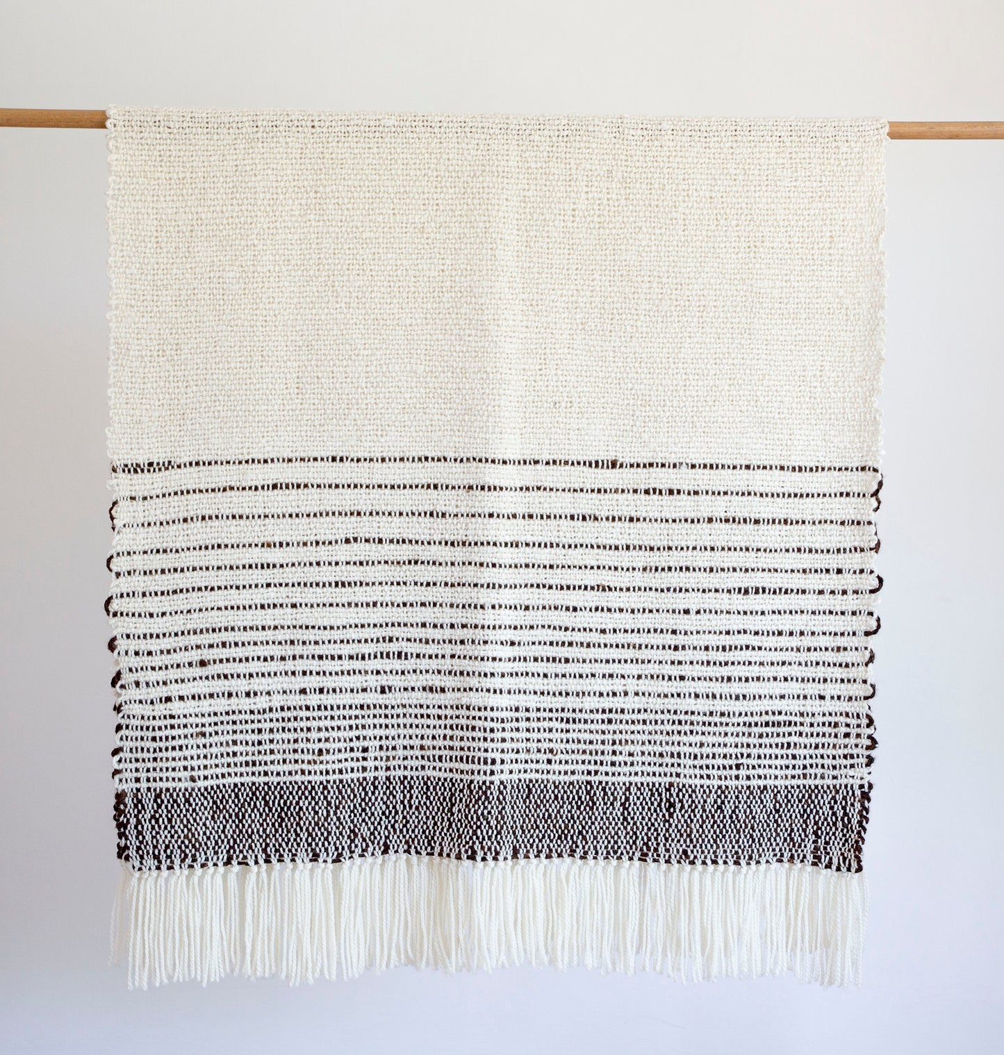 Organic Throw Blanket in Brown & Ivory - Undyed Sheep Wool