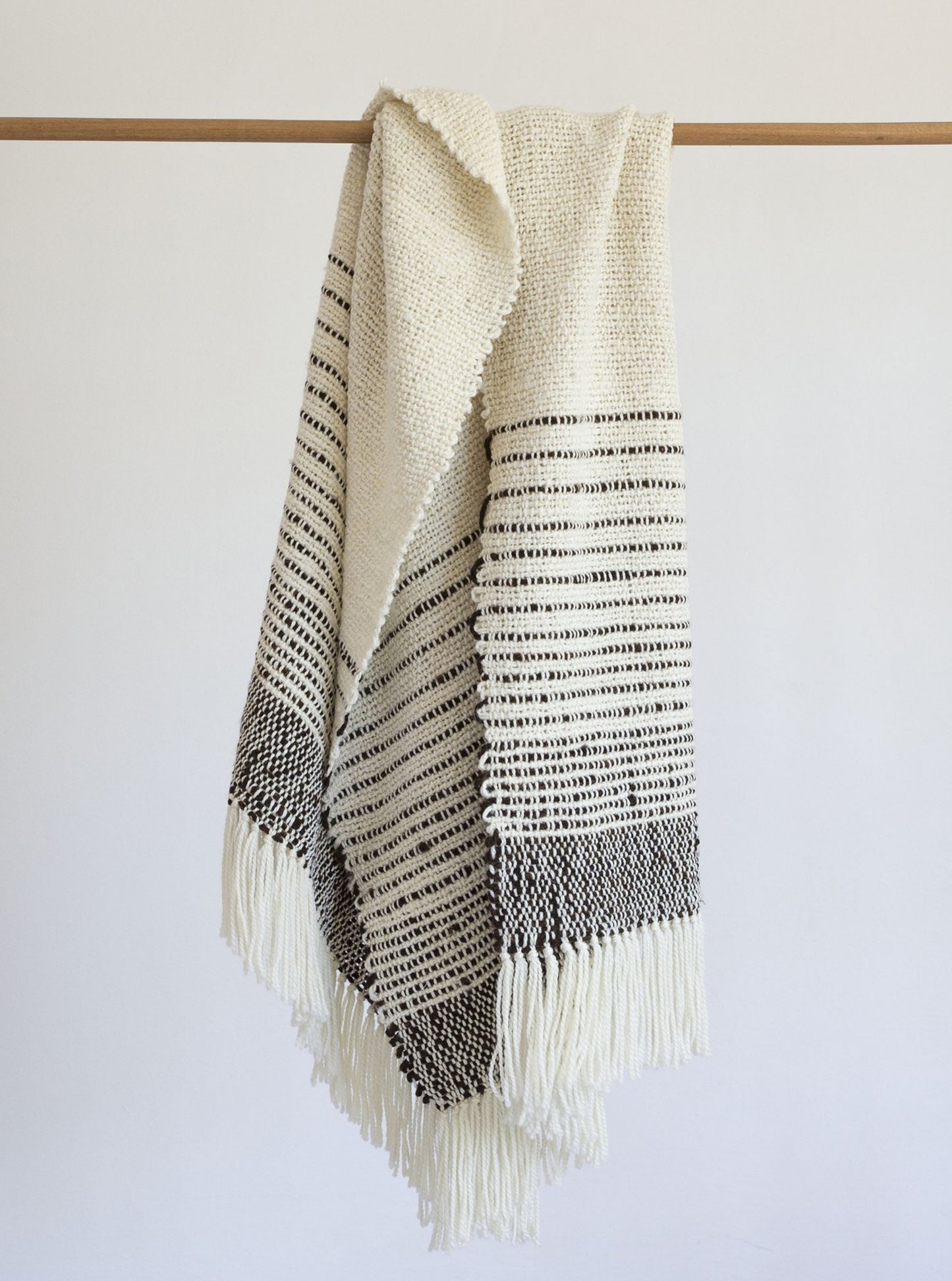 Organic Throw Blanket in Brown & Ivory - Undyed Sheep Wool