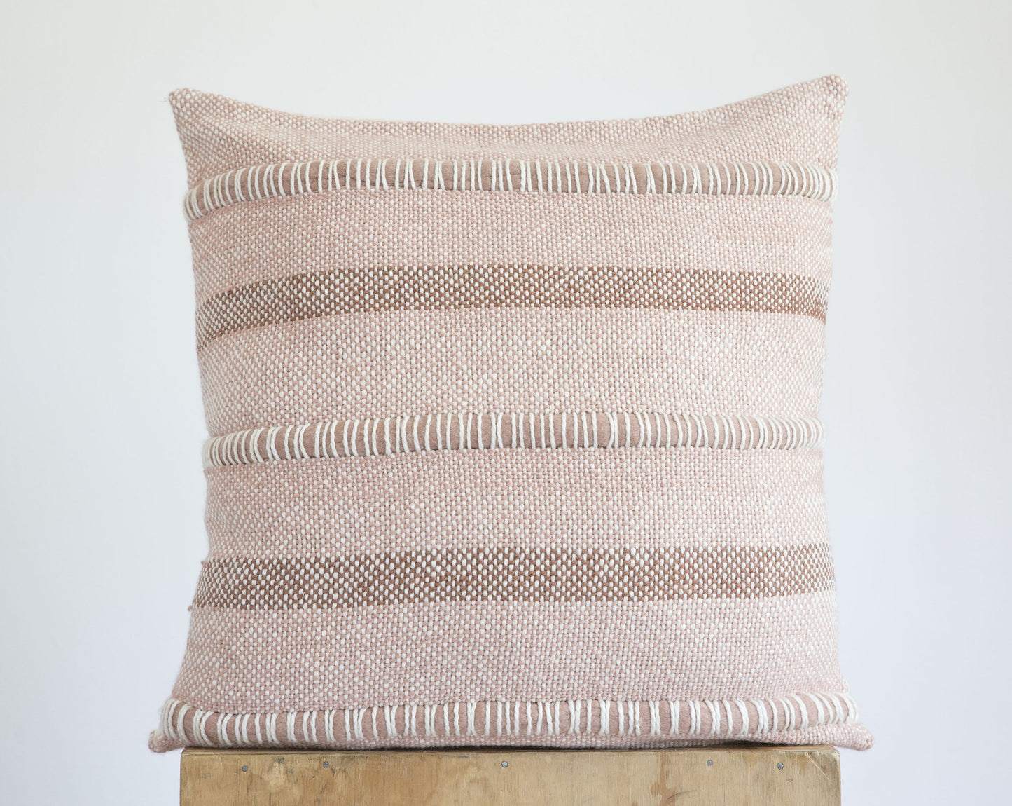 Striped Pillow Cover in Dark Rose Organic Wool Crista 22x22