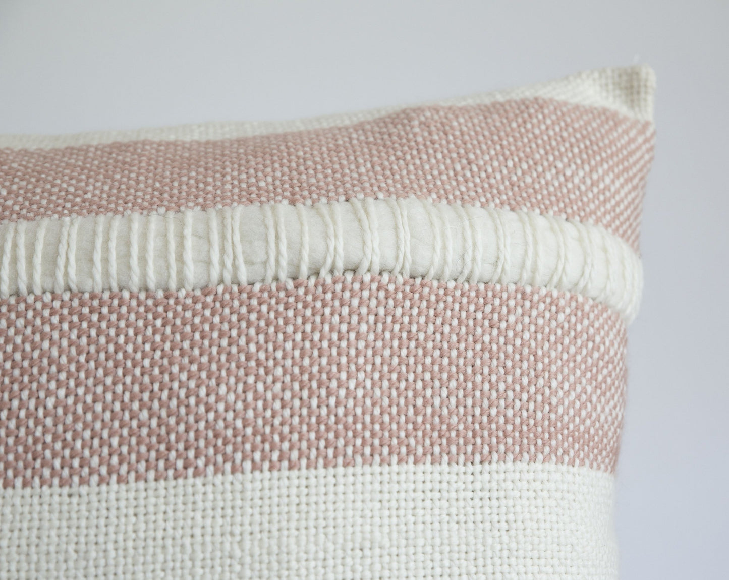 Cushion Cover Striped with Raw Wool in Dusty Rose Mar 19x22