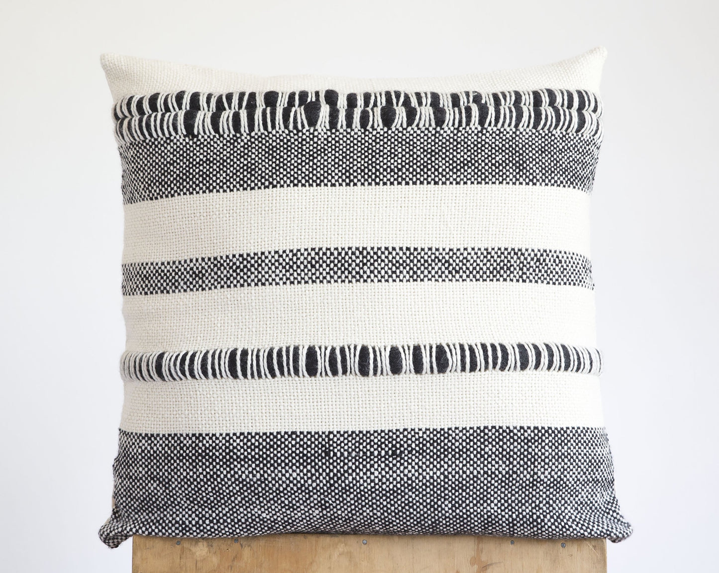 Pillow Cover Textured in Black & Off White Samba 22x22