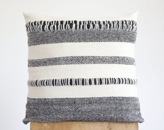 Pillow Cover Textured in Black & Off White Samba 22x22