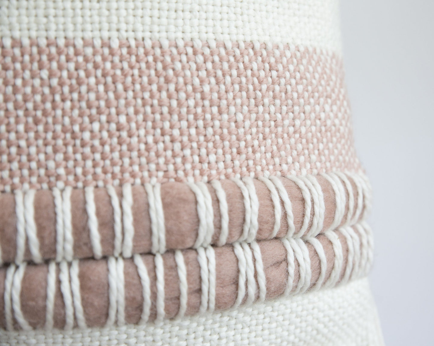Chunky Pillow Cover with Stripes in Dusty Rose & Off White Samba 22x22