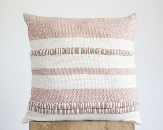 Chunky Pillow Cover with Stripes in Dusty Rose & Off White Samba 22x22
