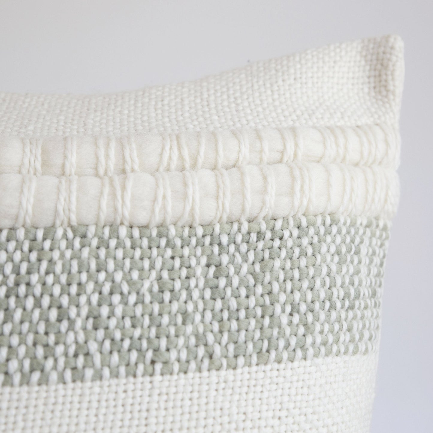 Throw Pillow Cover Textured in Sage & Ivory Samba 22x22