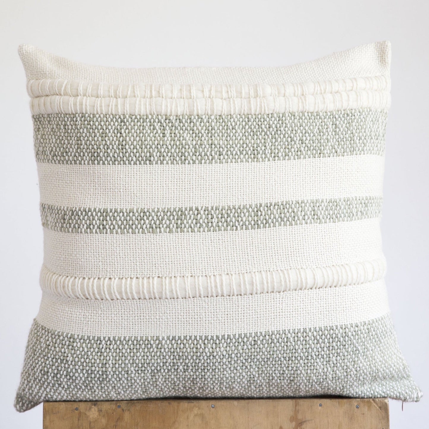 Throw Pillow Cover Textured in Sage & Ivory Samba 22x22