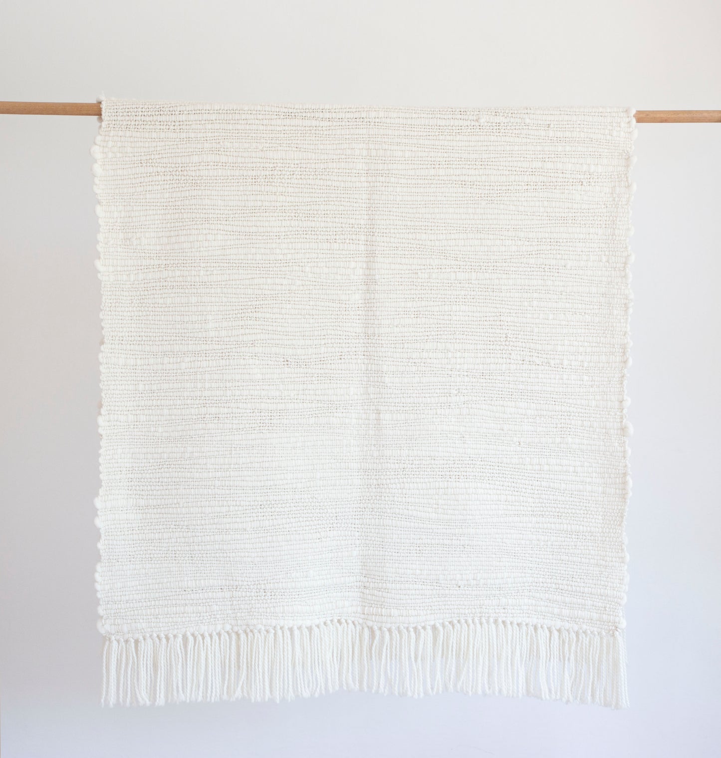 Merino Wool chunky throw  with Natural Organic Textured yarn and fringes