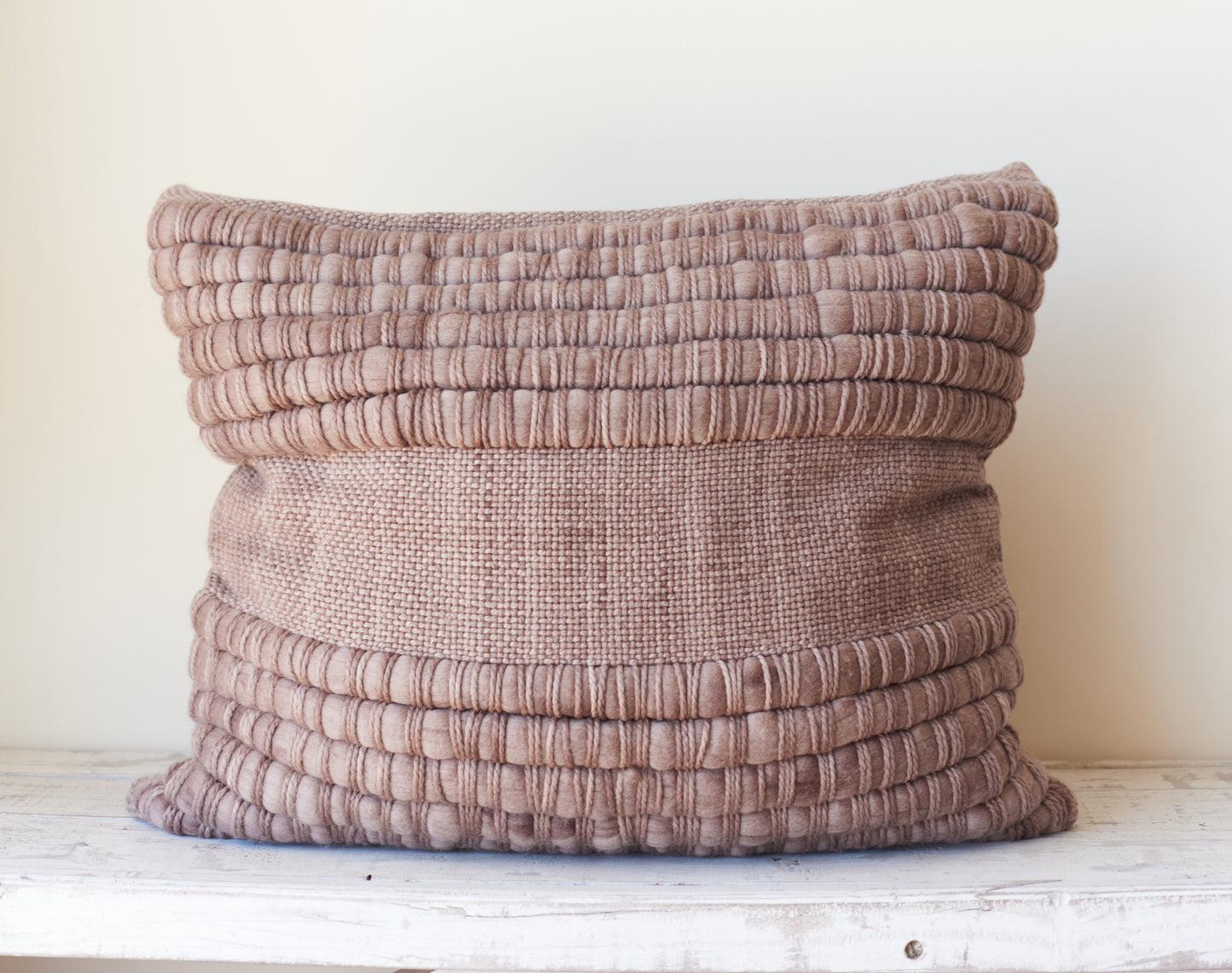 Taupe Pillow Cover in Woven Merino Wool  Mista 19x23