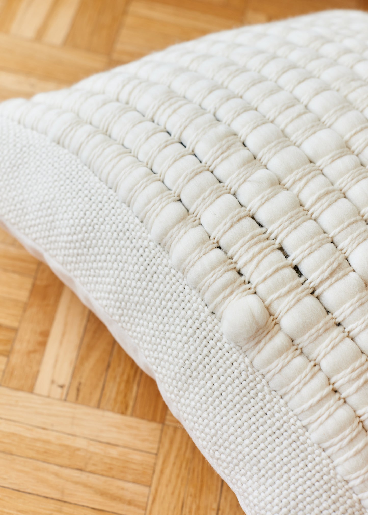 Basket Weave Cushion Cover Ivory Merino Wool Nube 18x18