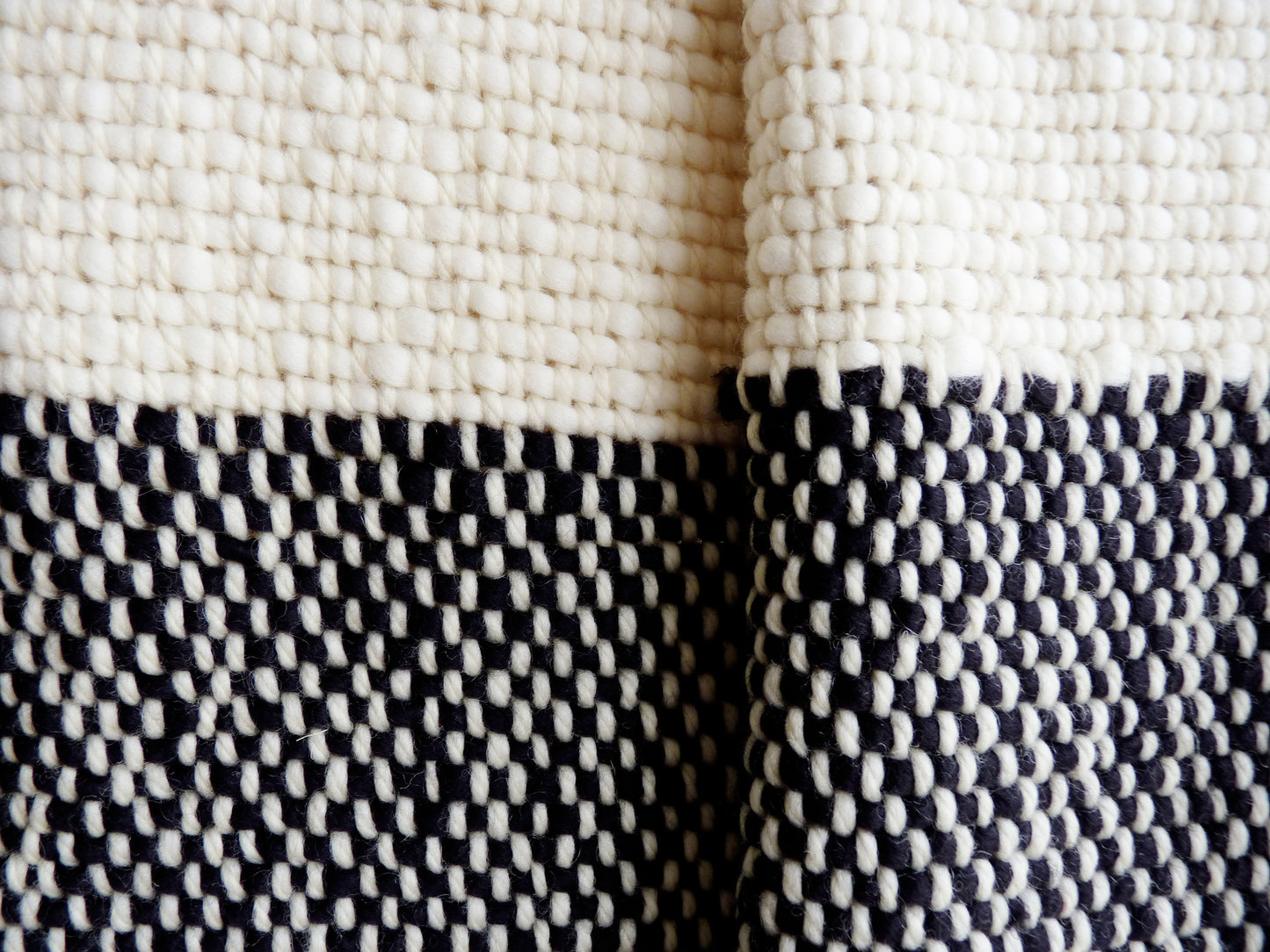 Couch Spread in Black & Ivory Merino Wool Paso 37x75