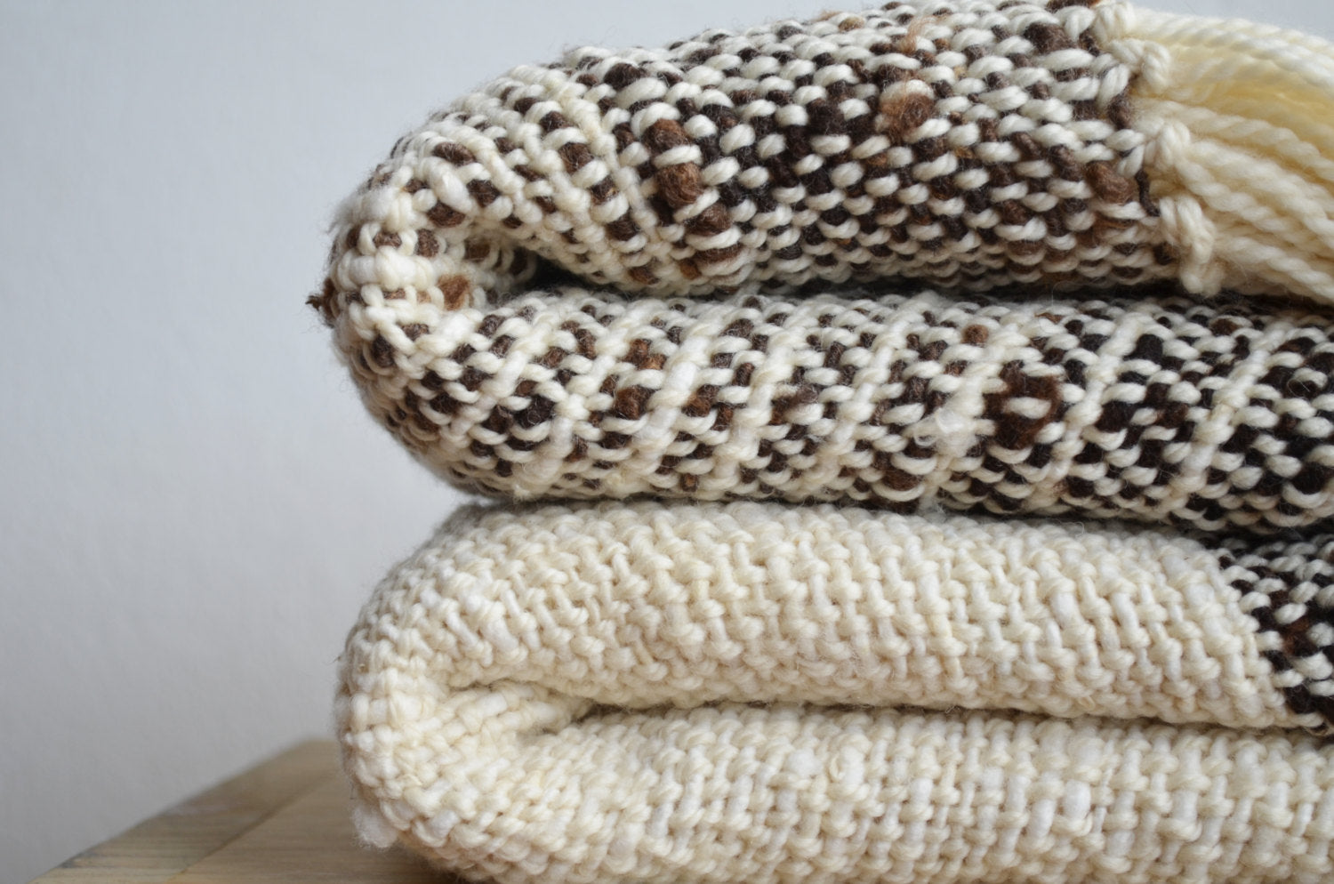 Natural Throw Blanket in Brown & Ivory Undyed wool Cimarrona – Texturable