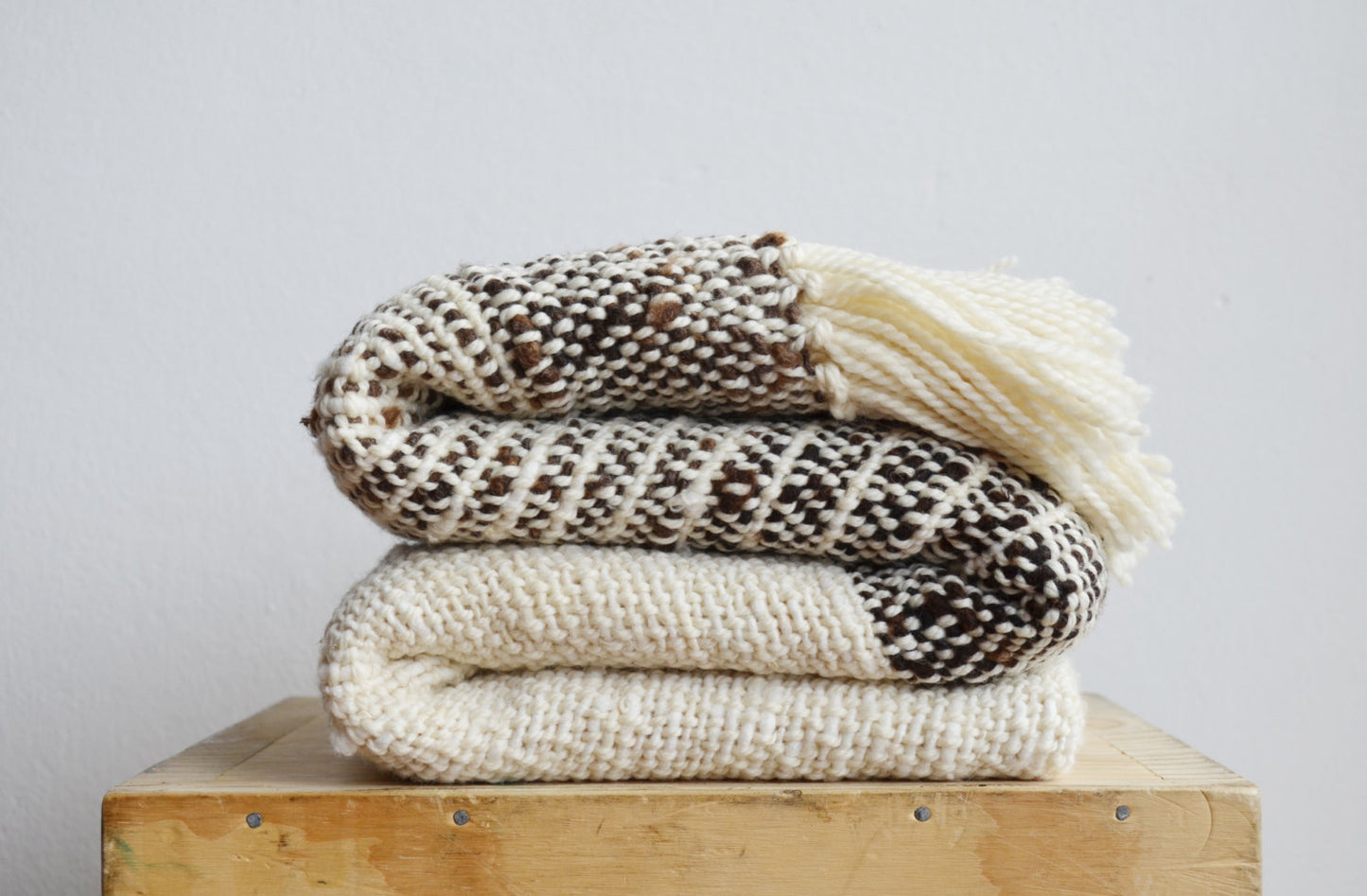 Natural Throw Blanket in Brown & Ivory Undyed wool Cimarrona