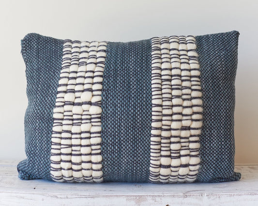 Textured Pillow Cover in Grey Merino Wool Roving Data