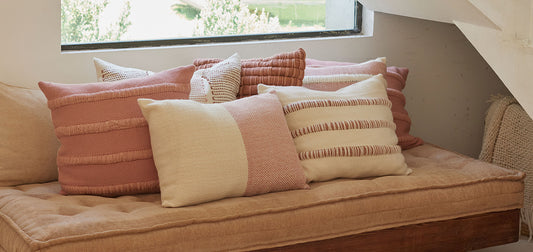 Color Block Pillow Cover in Ecru and Dusty Pink  Bicolor 17*24