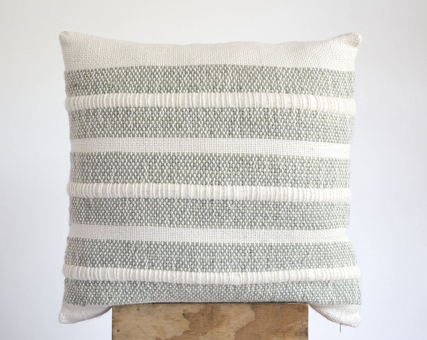 Square Pillow Cover in Sage Green Woven Textured Arado