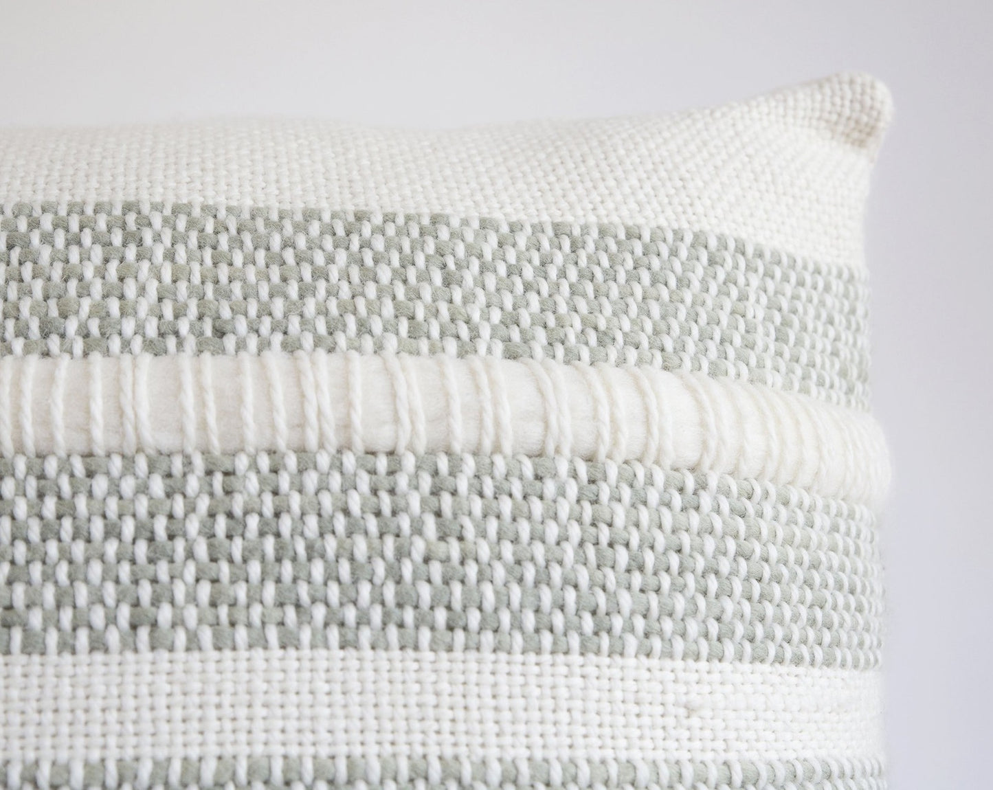 Square Pillow Cover in Sage Green Woven Textured Arado