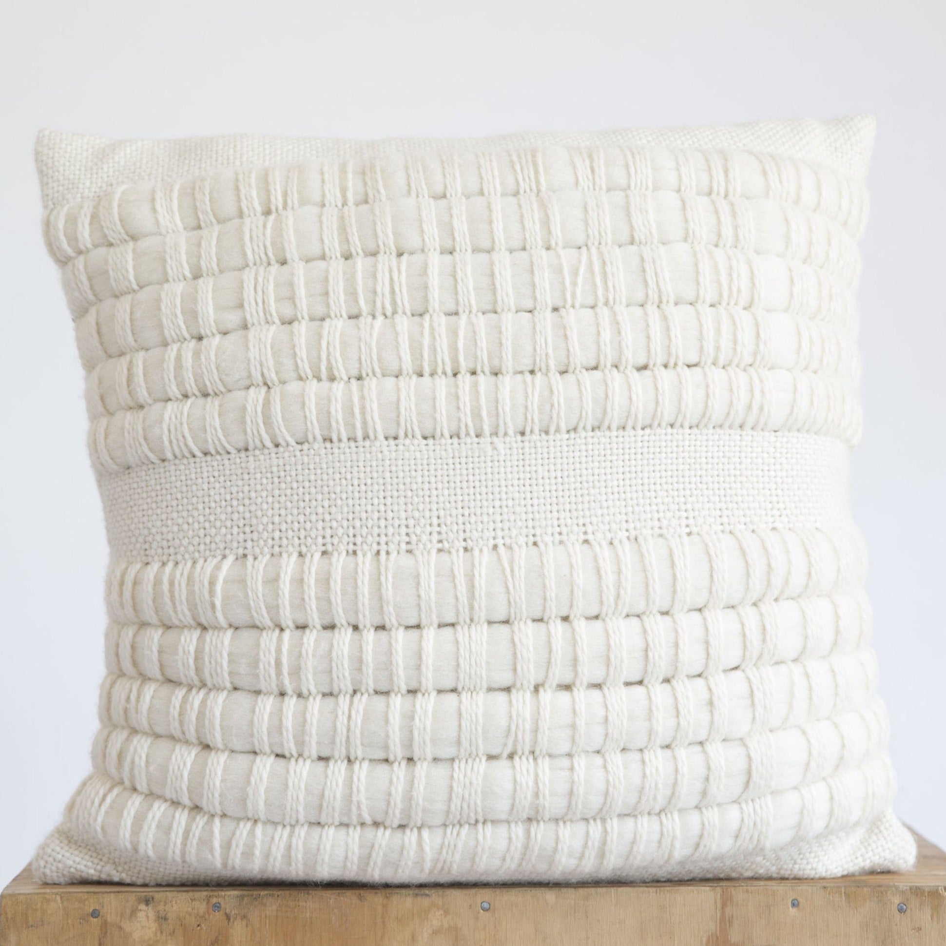 Weave Cushion Textured Merino wool Natural Cream