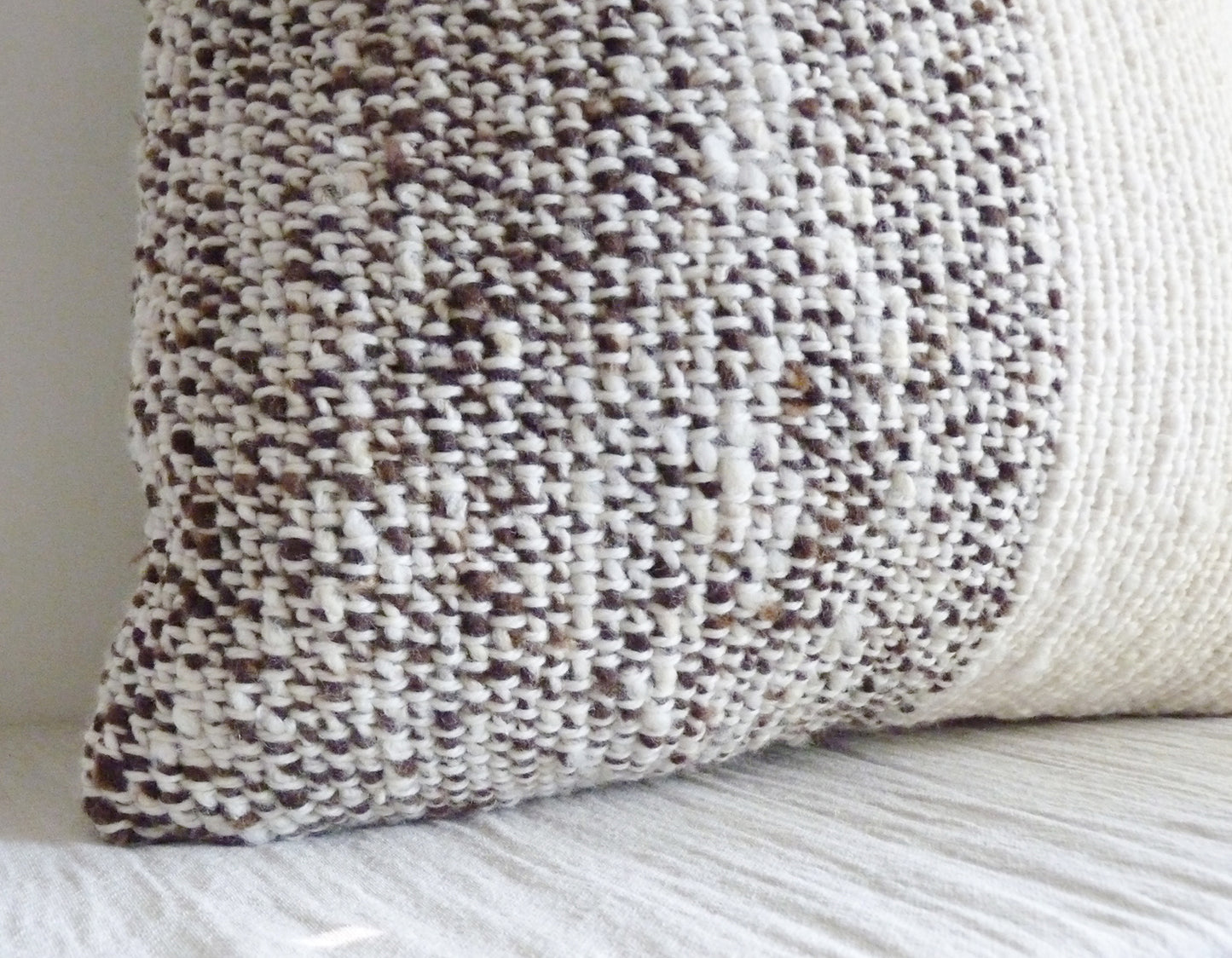 Pillow Cover in Brown & Ivory Organic Sheep Wool Bicolor