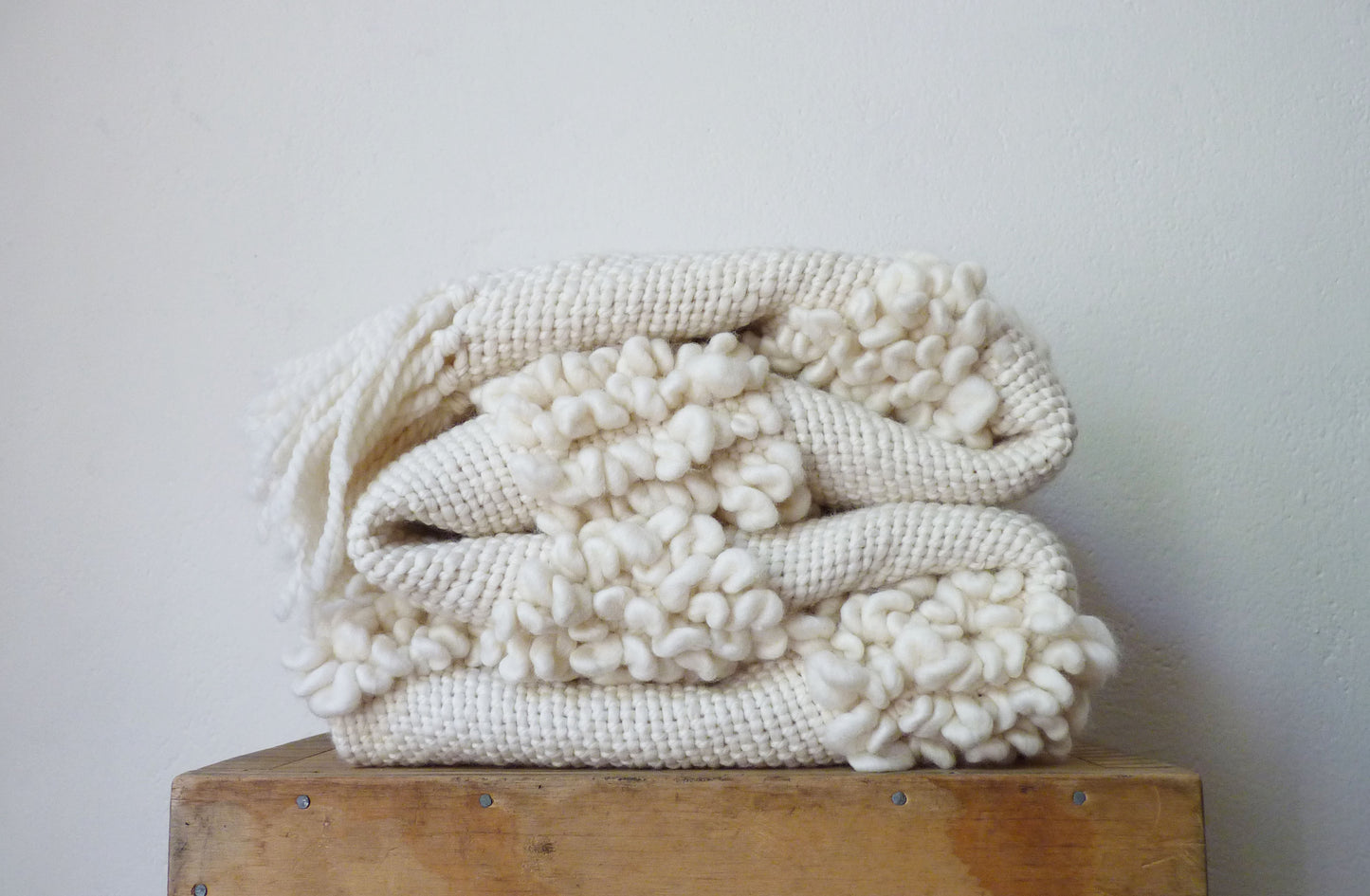 Chunky Throw Blanket Moroccan style 3D in Ivory Punto 37x75